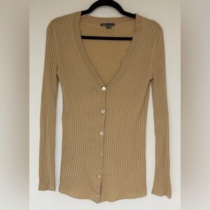Vince Women’s Tan Button Front Long Sleeve Sweater Top Size XS